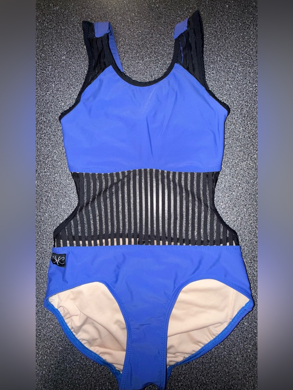 Kandi Kouture Dance Leotard Blue w/Mesh Middle Size Adult Teen Small